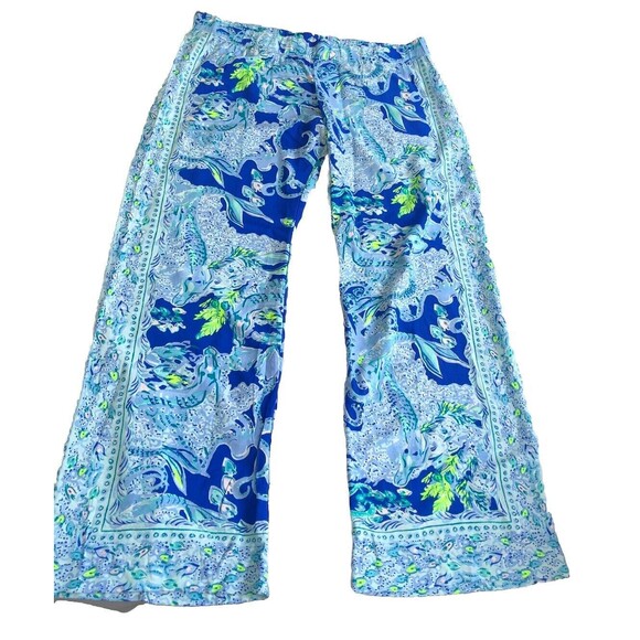 Lilly Pulitzer Bal Harbour Palazzo Pants Sea Sirens Blue Current Sz XL - Picture 8 of 13